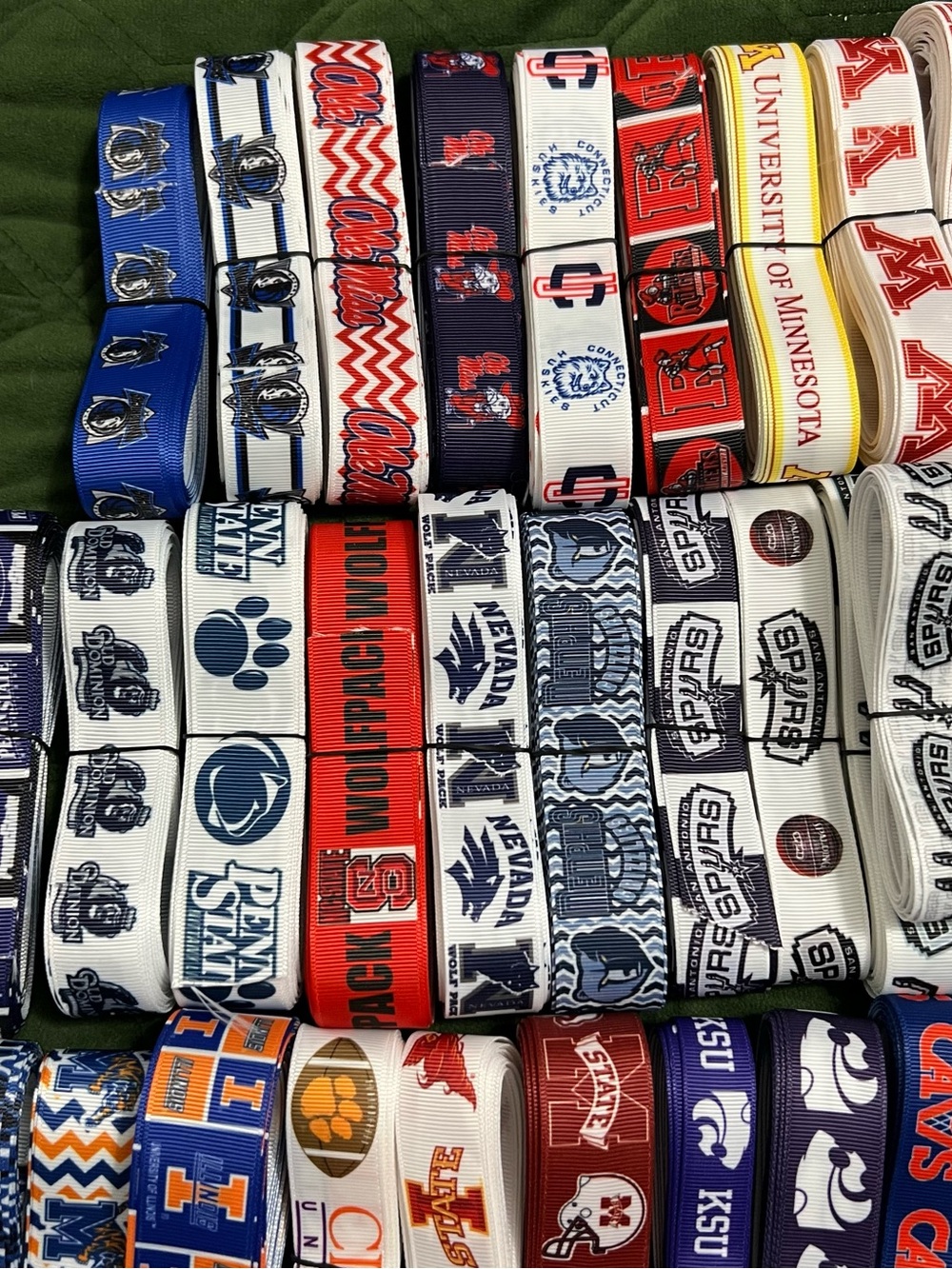 Assorted Collegiate & Sports Logo Ribbon lot.
Different widths & several yards - Picture 2 of 5